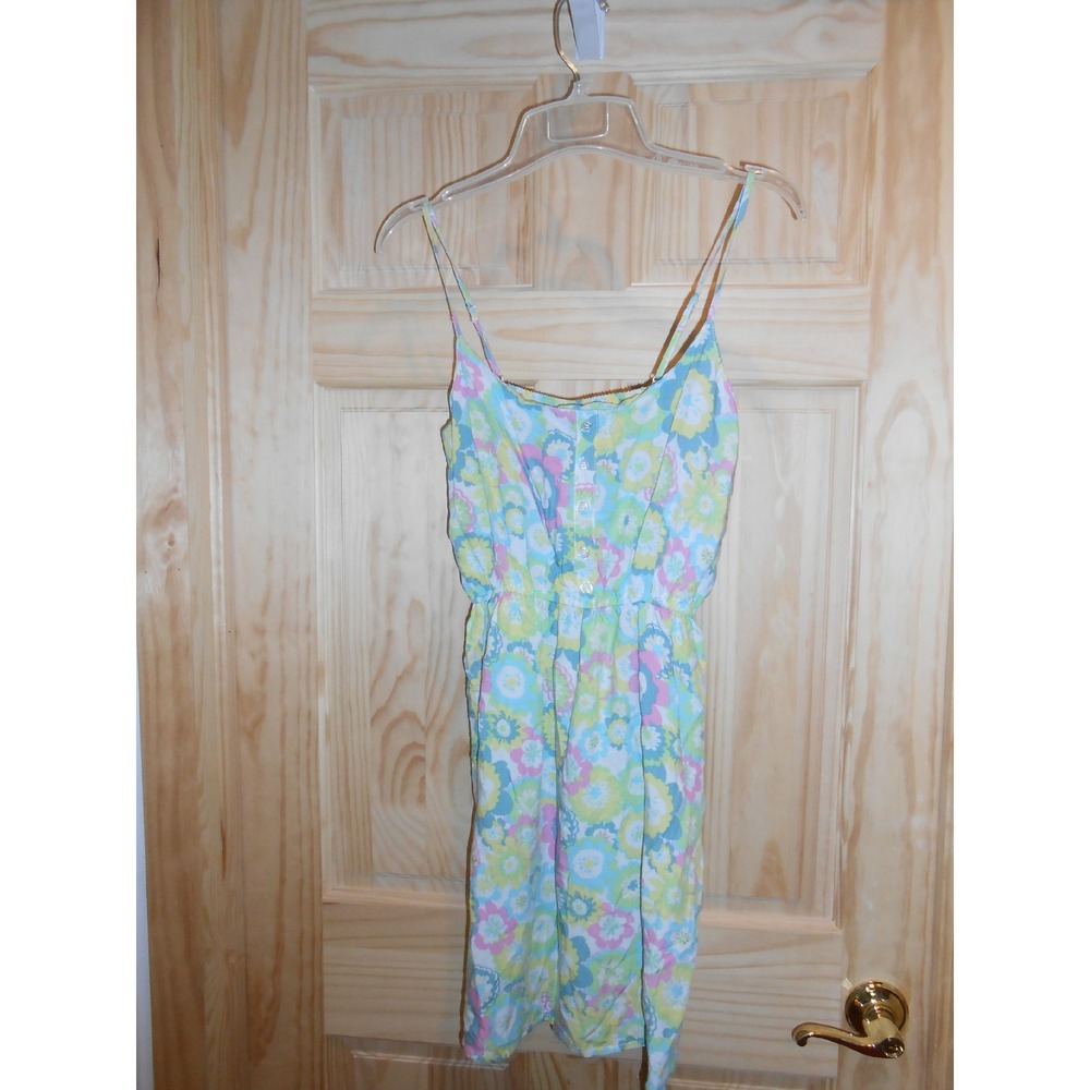 NEW Rue21 cute Spaghetti Strap short yellow pastel colors floral dress sz Small!